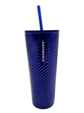 Starbucks Christmas Holiday 2023 Blue Swirl Venti Cold Cup Tumbler 24oz Read